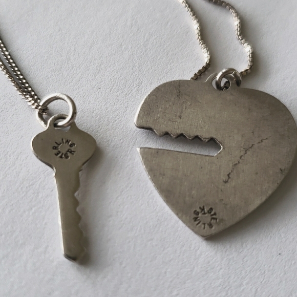 Sterling Heart and Key Set of Necklaces - Picture 4 of 7